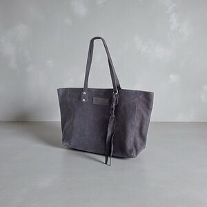 M.I.L.A. Luxe Bag Suede Charcoal Gray Tote Shoulder Bag NWT
